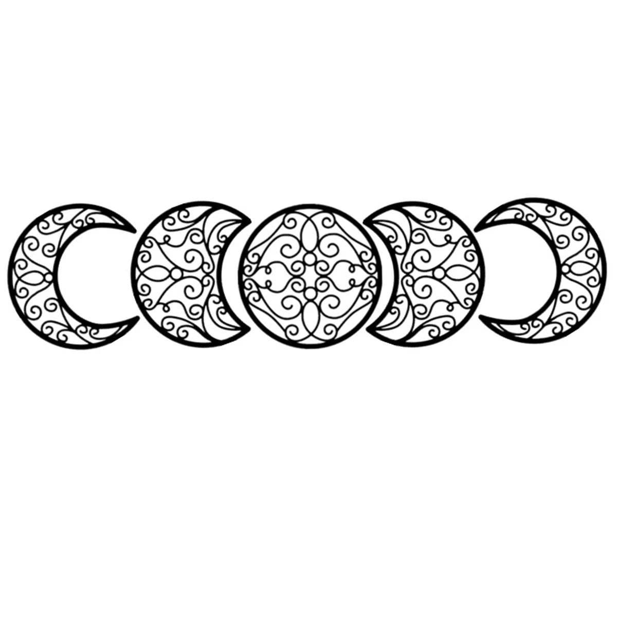 Black Metal Moon Phase Wall Art 3d Iron Craft Wall Mounted Nordic Wall Hanging Decoration For Living Room Dining Room Creative Home Decor