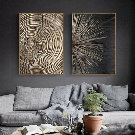 Black Natural Wood Grain Wall Art Fine Art Canvas Prints Modern Abstract Pictures For Apartment Living Room Dining Room Home Office Decor