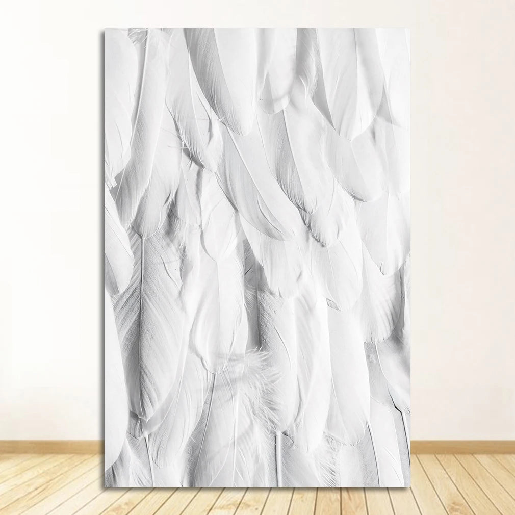 Black White Golden Feather Wall Art Fine Art Canvas Prints Chic Posters Boutique Fashion Pictures For Living Room Bedroom Hotel Salon Art Decor