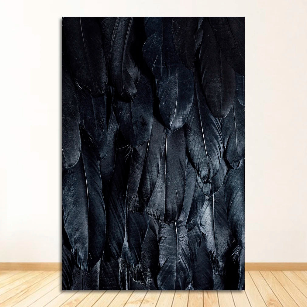 Black White Golden Feather Wall Art Fine Art Canvas Prints Chic Posters Boutique Fashion Pictures For Living Room Bedroom Hotel Salon Art Decor