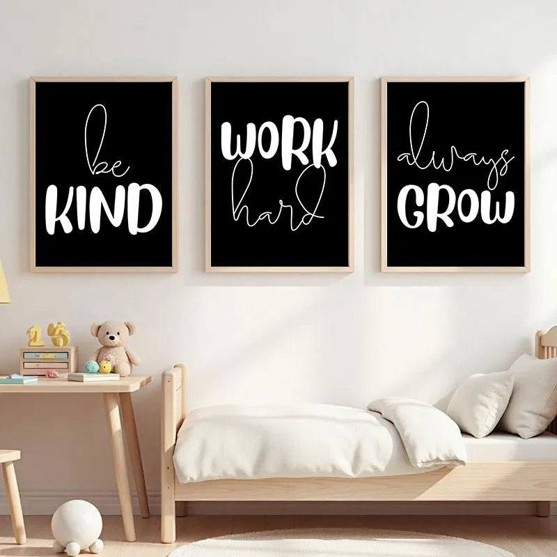 Black and White Motivational Posters Wall Art Fine Art Canvas Prints – Minimalist Wall Art Decor for Modern Interiors