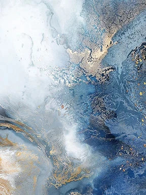 Abstract art with blue, gold, and white colors