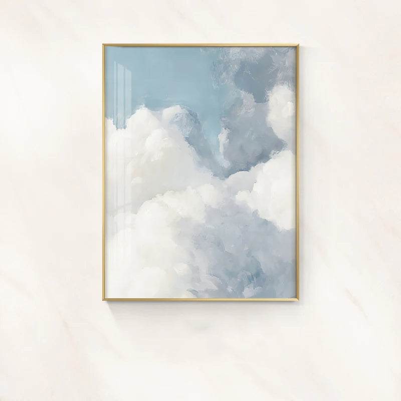 Blue Sky Clouds Abstract Wall Art Fine Art Canvas Prints Nordic Pictures For Living Room Bedroom Inspirational Home Art Decor (Unframed)