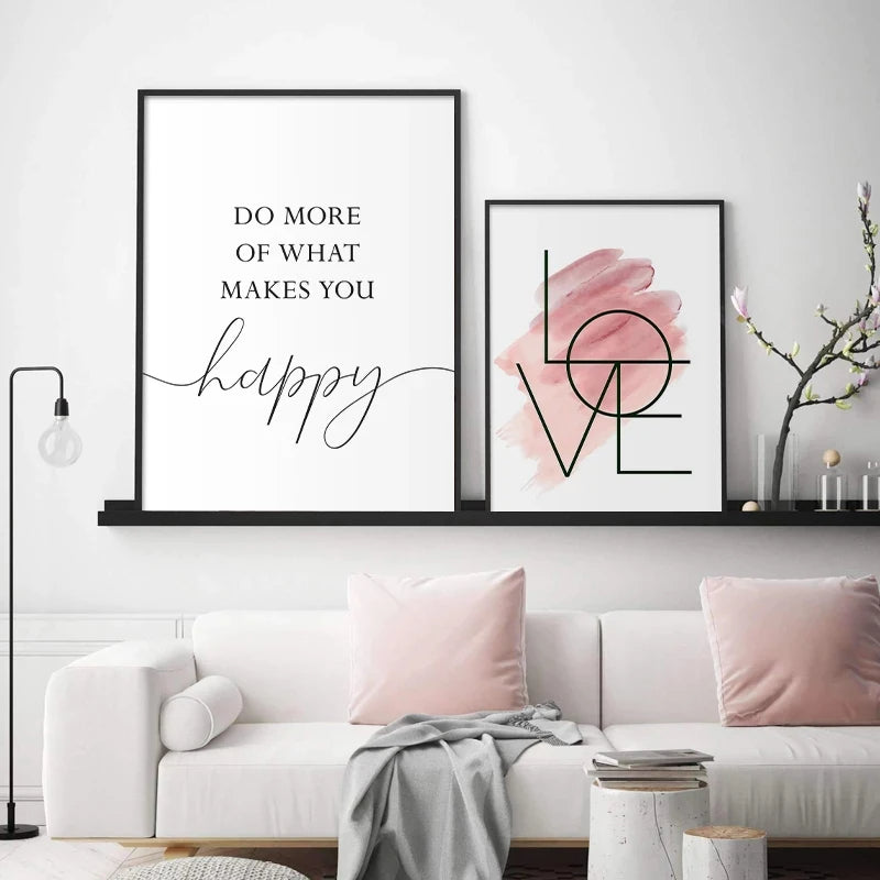Blush Pink Love Feather Wall Art Fine Art Canvas Prints Minimalist Fashion Pictures For Living Room Girl's Bedroom Fashion Art Decor