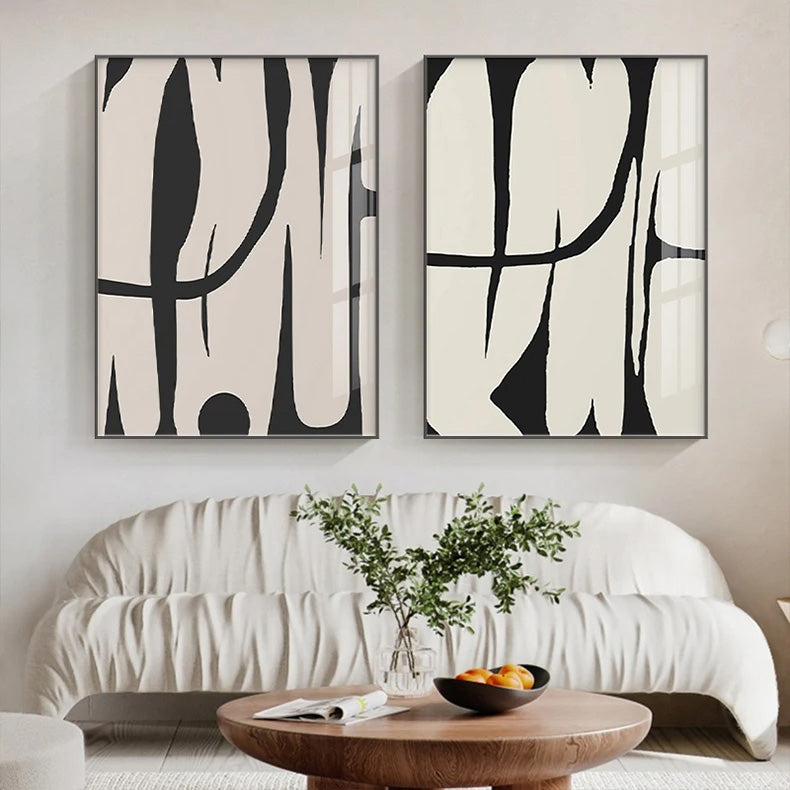 Bold Abstract Minimalist Black White Wall Art Fine Art Canvas Prints Pictures For Living Room Dining Room Bedroom Art For Modern Living