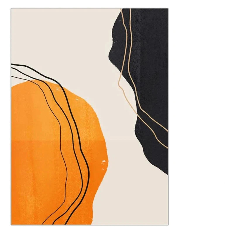 Bold Orange Beige Black Mosaic Abstract Wall Art Fine Art Canvas Prints Pictures For Modern Apartment Living Room Art For Contemporary Interiors