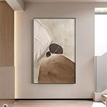 Brown Beige Abstract Nordic Wall Art Fine Art Canvas Prints Neutral Color Textural Stone Pebbles Pictures For Living Room Dining Room Wall Art Decor