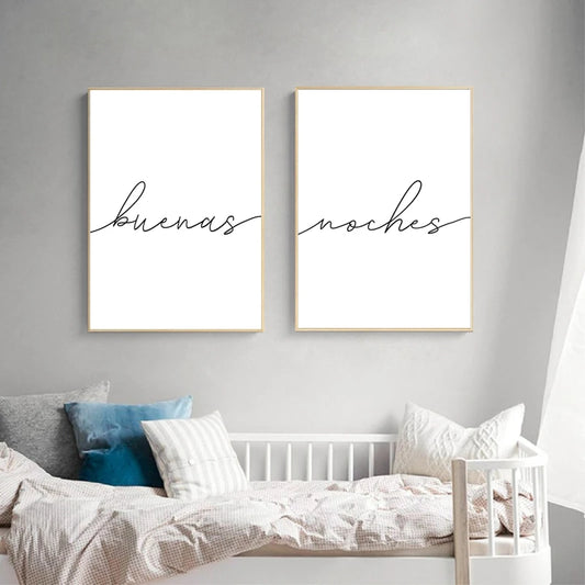 Buenas Noches Good Night Spanish Quotes Post Simple Black White Quotations Wall Art Fine Art Canvas Prints Minimalist Nordic Pictures For Bedroom