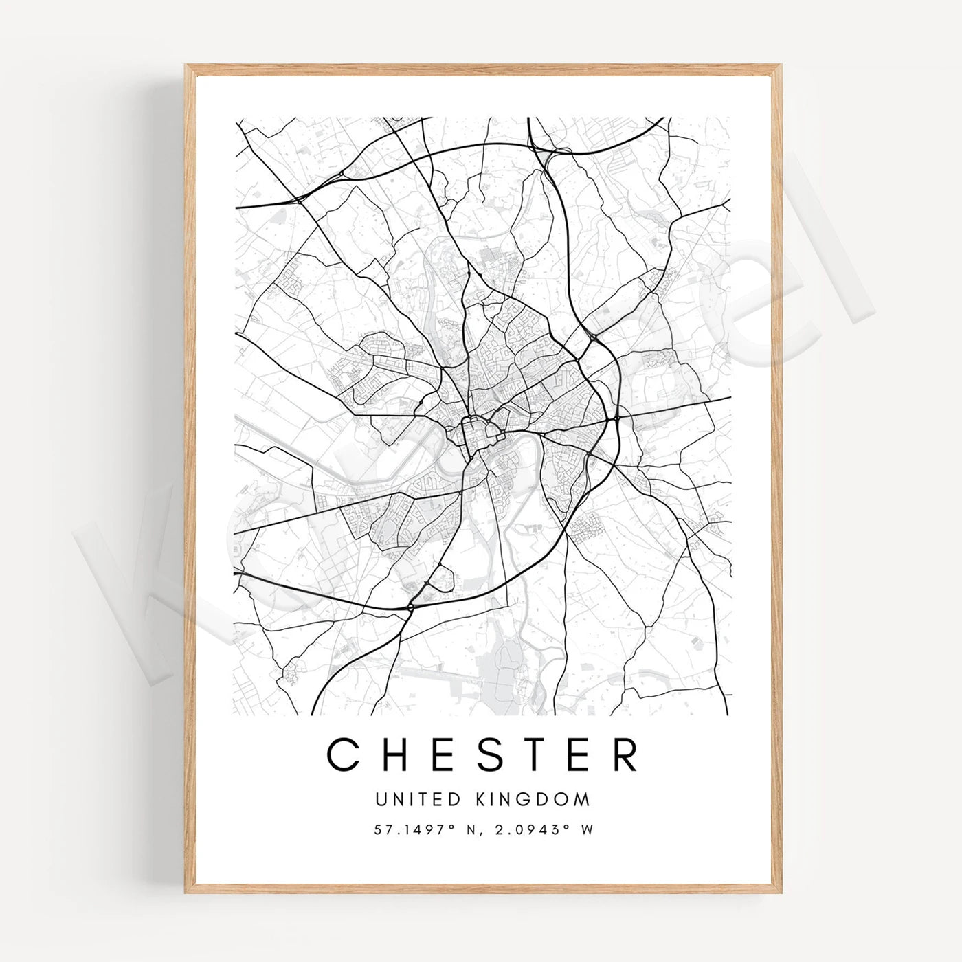 Chester City Map Poster Wall Art - Wall Map Black White Fine Art Canvas Prints Stylish Minimalist Posters For Home/Office 2025