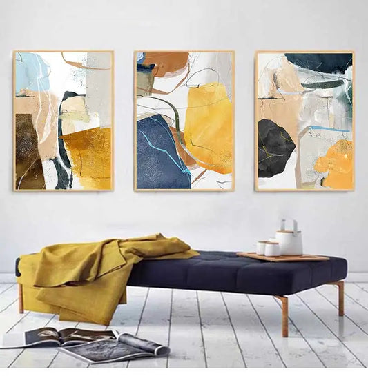 Colorful Earthy Tones Nordic Geomorphic Abstract Wall Art Fine Art Canvas Prints Modern Art For Living Room Dining Room Pictures For Scandinavian Home Decor