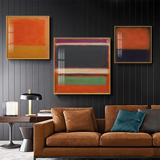 Colorful Vintage Minimalist Abstract Wall Art Fine Art Canvas Prints Square Format Pictures For Modern Apartment Living Room Contemporary Home Decor