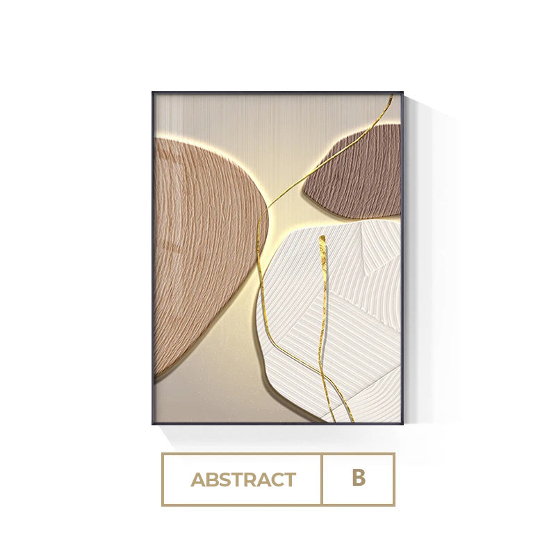Contemporary Minimalist Design Textural Abstract Wall Art With Luxurious Golden Line Fine Art Canvas Prints For Modern Interiors