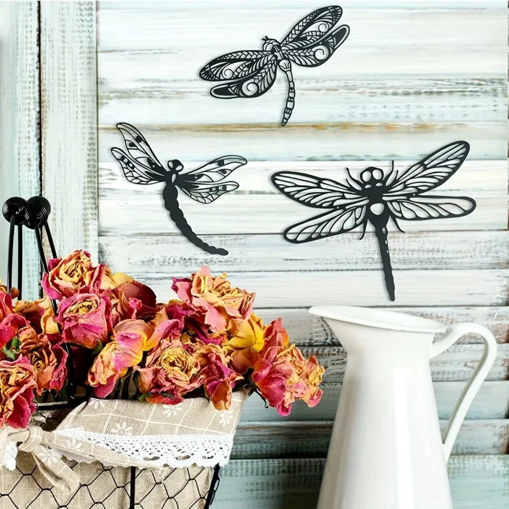 Dragonflies Iron Art Wall Art 3D Metal Sculptured Wall Decoration For Living Room Dining Room Creative Nordic Home Decor 2025