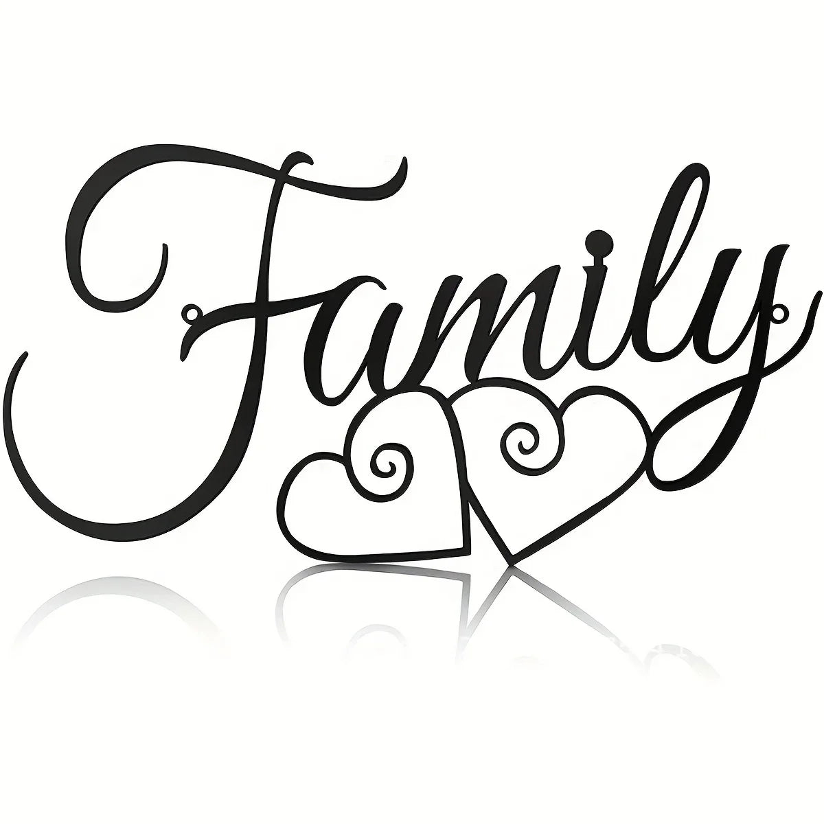 Elegant Typographic Family Sign Black Metal Wall Art 3d Iron Craft Wall Decoration For Living Room Dining Room Creative Nordic Home Decor