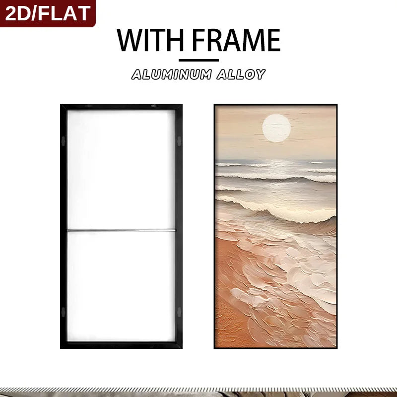 Aluminum alloy frame with a beach scene design on a white background
