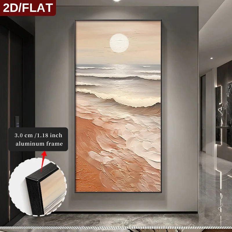 Abstract wall art with a textured design on a gray wall, featuring a 3.0 cm / 1.18 inch aluminum frame.