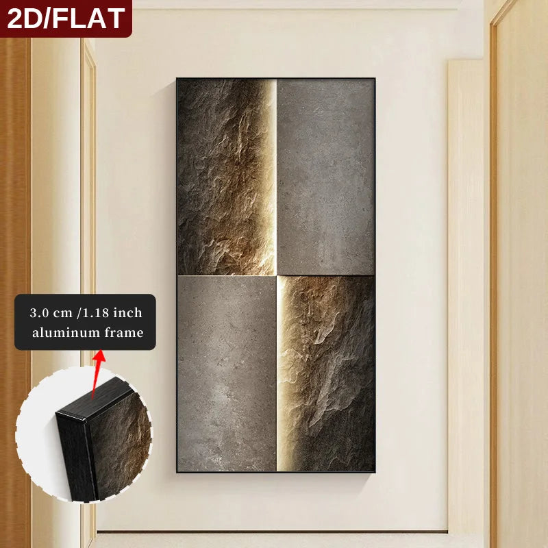 FRAMED Light Luxury Stone Slab Abstract Wall Art – Big Sizes Canvas Prints + Slim Bezel Black Metal Frame