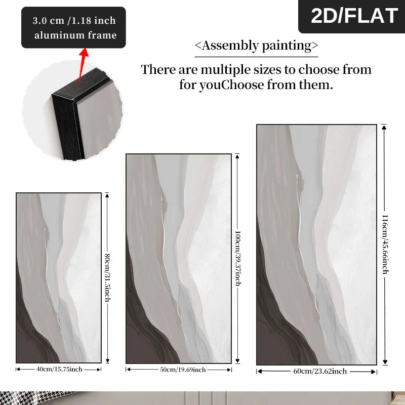 Wall art with assembly painting instructions and size options