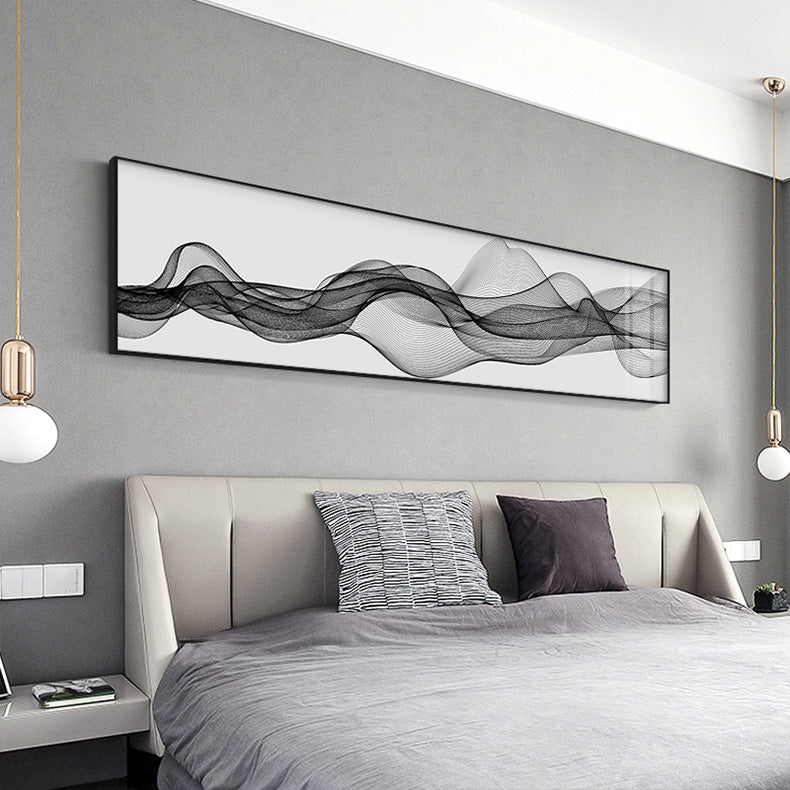 Flowing Lines Abstract Geometric Wide Format Wall Art Fine Art Canvas Print For Living Room Bedroom Picture For Above The Bed