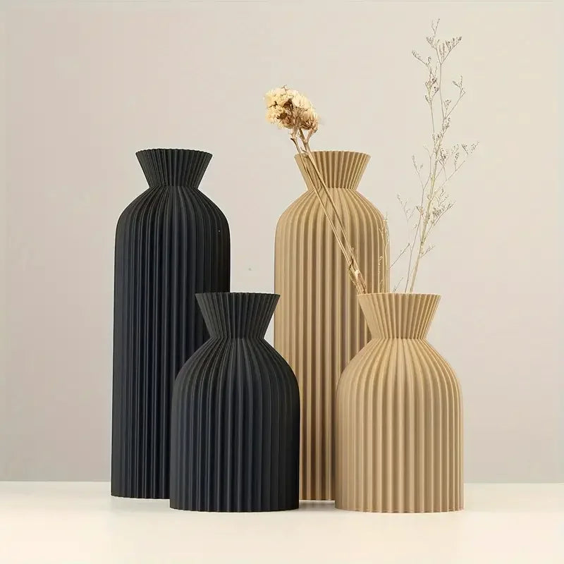 Fluted Nordic Vases Modern Decorative Centrepiece Table Decoration For Dining Room Kitchen Living Room Coffee Table Ornaments Scandinavian Home Decor