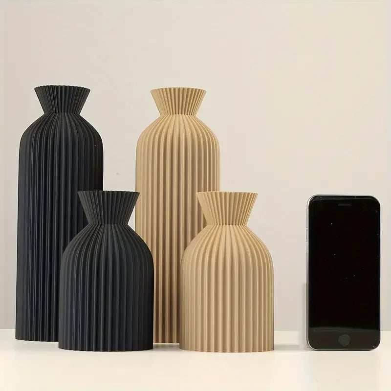 Fluted Nordic Vases Modern Decorative Centrepiece Table Decoration For Dining Room Kitchen Living Room Coffee Table Ornaments Scandinavian Home Decor