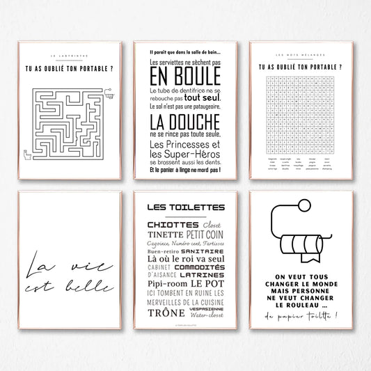 French Quotes Amusing Bathroom Rules WC Wall Art Fine Art Canvas Prints Typographic Quotations Black White Pictures Posters For Bathroom Toilet Room WC Wall Decor