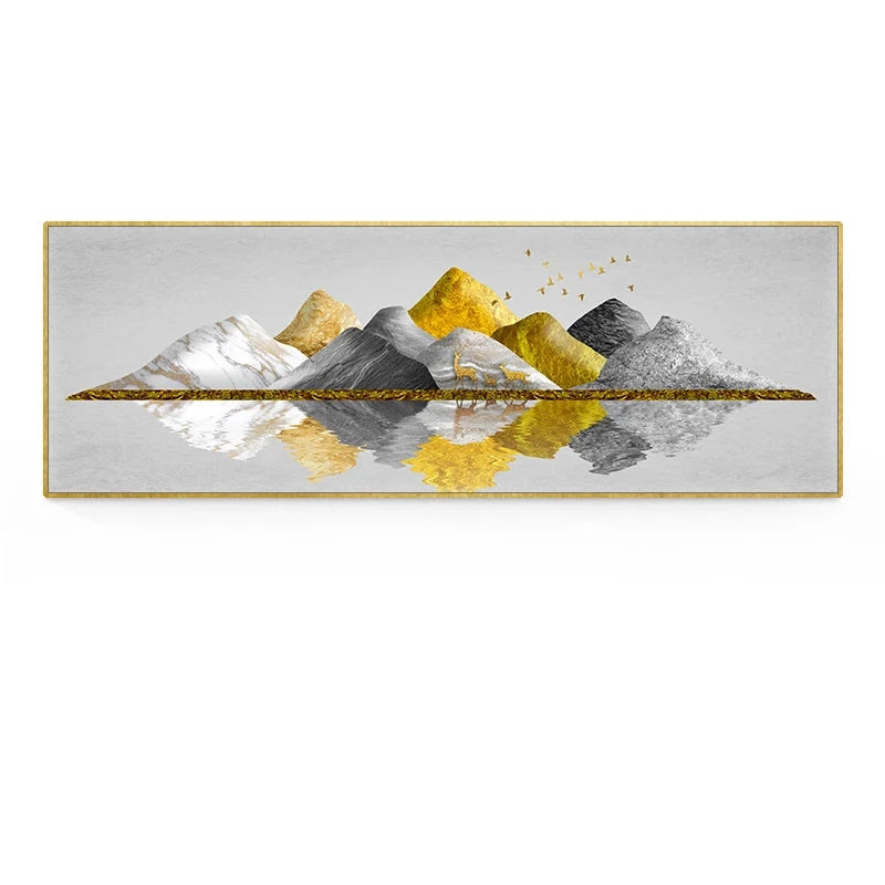 Golden Mountain Landscape Wide Format Wall Art Fine Art Canvas Prints Big Sizes Pictures For Above The Sofa Picture For Above The Bed
