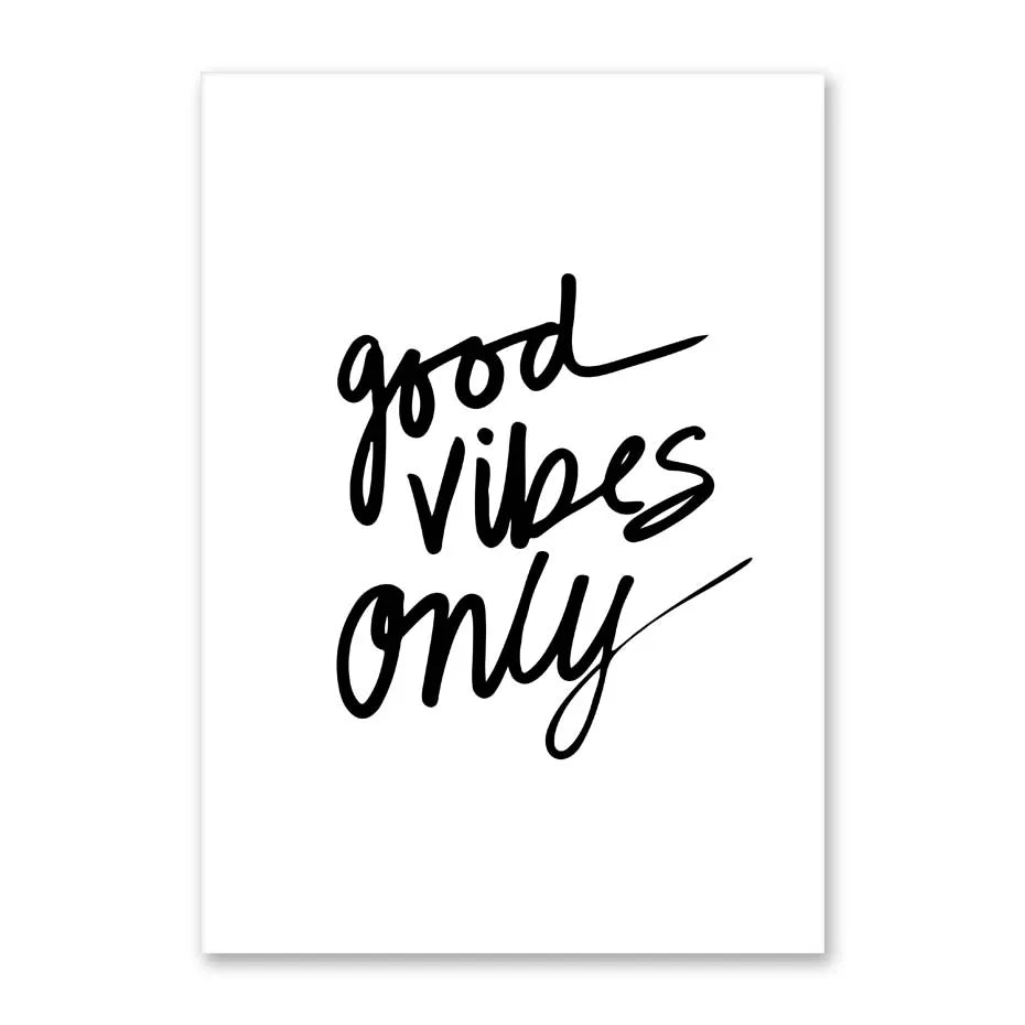 Good Vibes Only Wall Art Black White Fine Art Canvas Print Positivity Poster Picture For Living Room Bedroom Nordic Home Decor