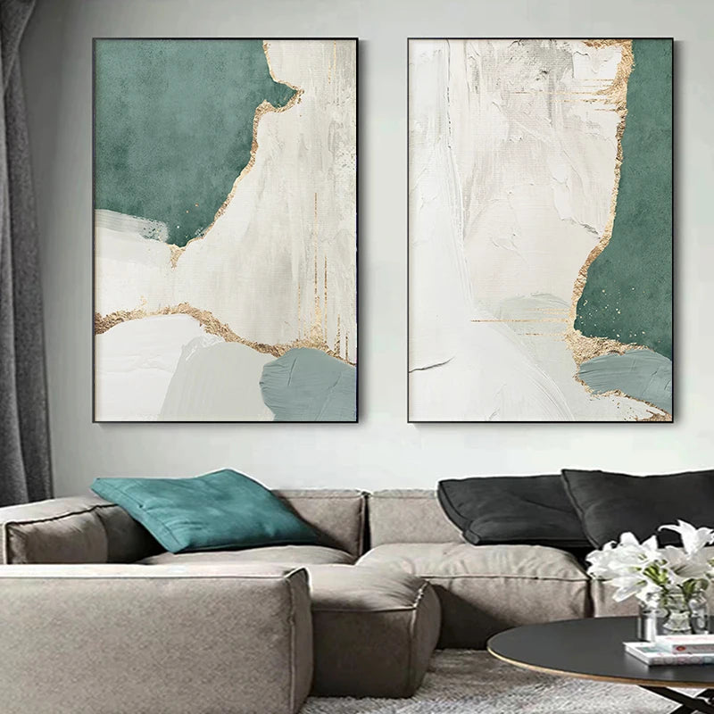 Green Brown Nordic Abstract Geomorphic Flow Wall Art Fine Art Canvas Prints Pictures For Modern Apartment Living Room Home Office Art Decor