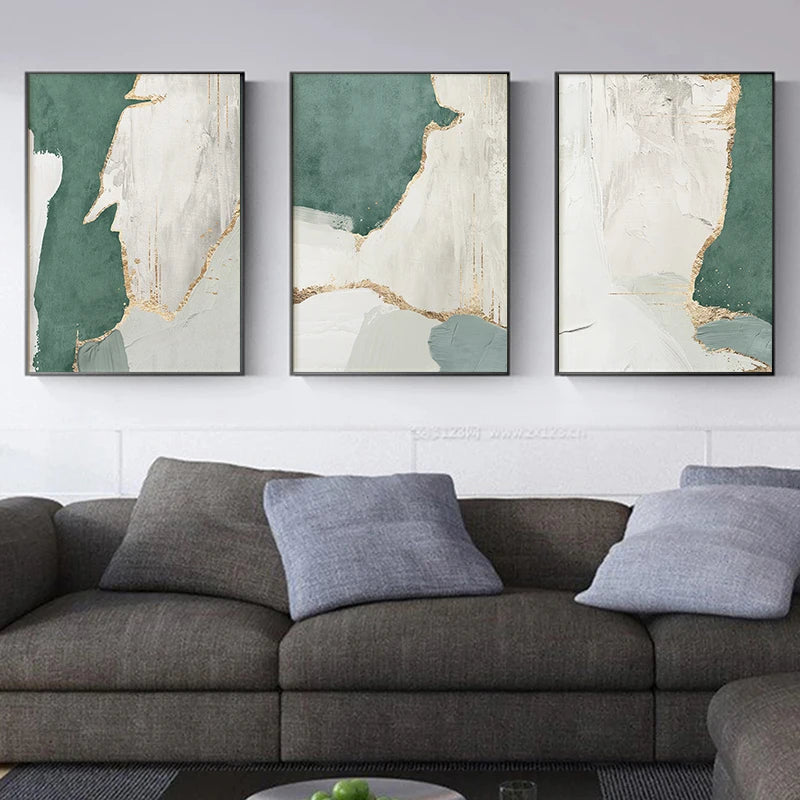 Green Brown Nordic Abstract Geomorphic Flow Wall Art Fine Art Canvas Prints Pictures For Modern Apartment Living Room Home Office Art Decor 2025