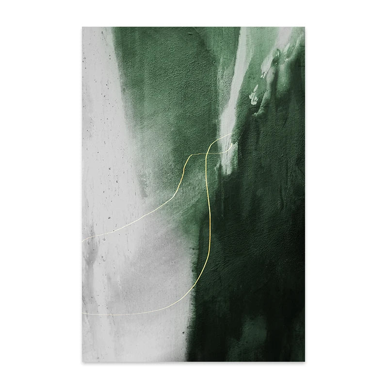 Green Gray Golden Seam Geomorphic Abstract Wall Art Fine Art Canvas Prints Pictures For Modern Apartment Living Room Dining Room Home Office