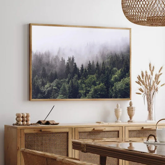 Green Mountain Misty Forest Wilderness Wall Art Fine Art Canvas Prints Modern Landscape Pictures Of Calm For Living Room Dining Room Home Decor 2025