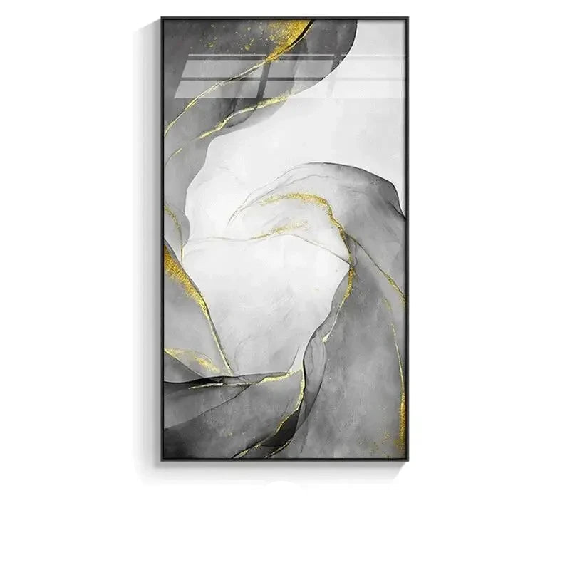 Grey Golden Liquid Marble Wall Art Fine Art Canvas Prints Modern Abstract Pictures For Living Room Dining Room Bedroom Art For Contemporary Interiors