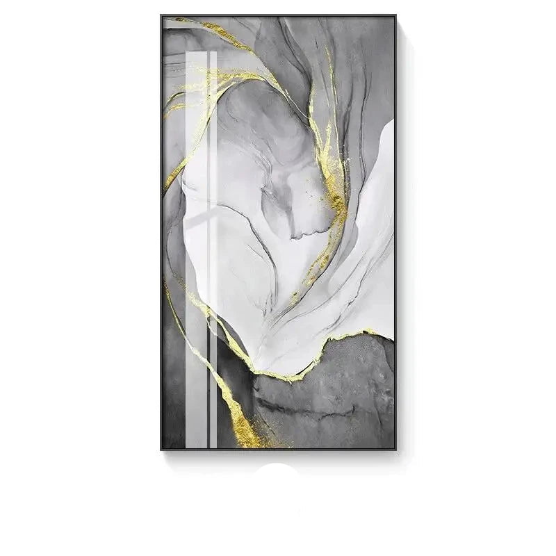 Grey Golden Liquid Marble Wall Art Fine Art Canvas Prints Modern Abstract Pictures For Living Room Dining Room Bedroom Art For Contemporary Interiors
