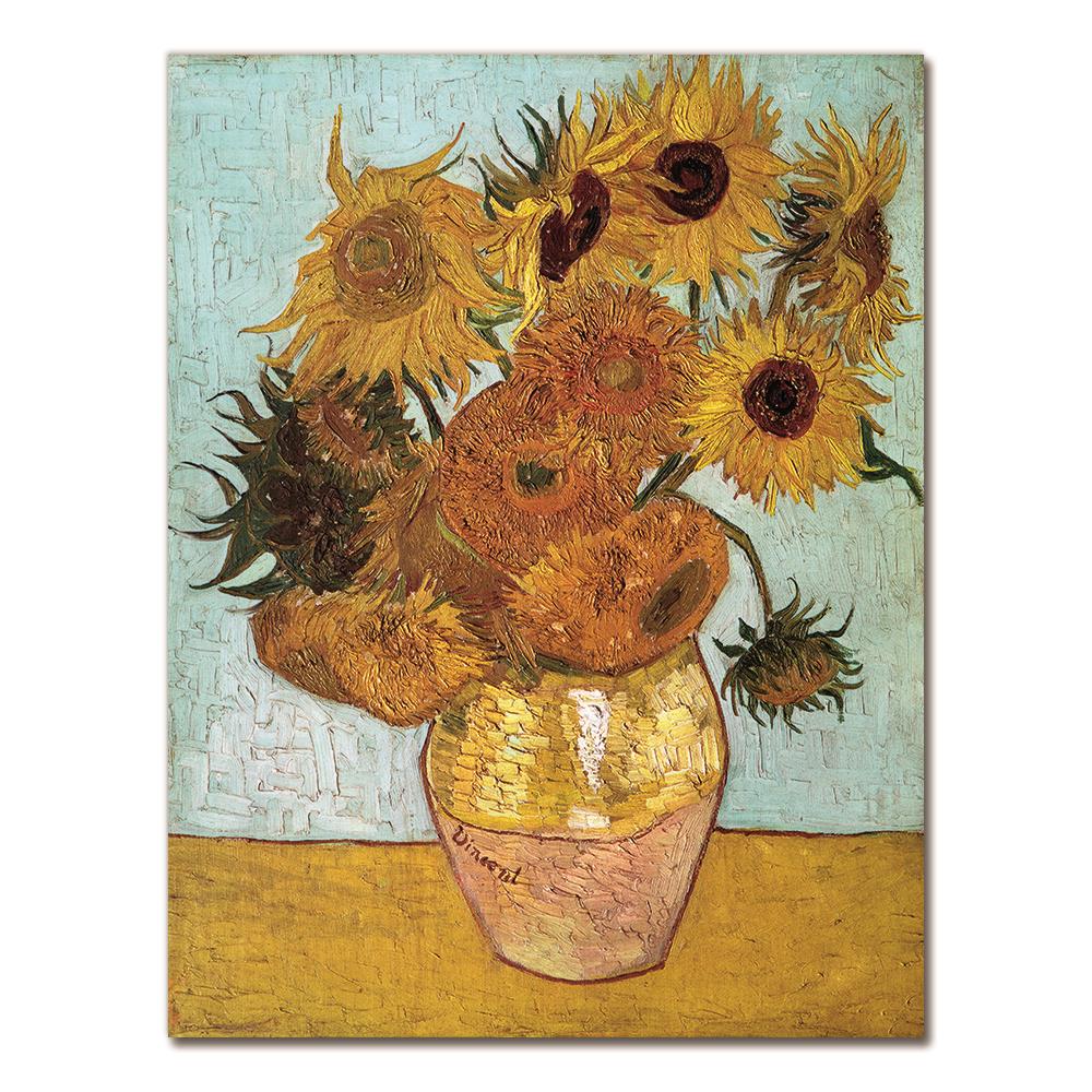 Sunflowers Posters Oil Paintings Fine Art Canvas Prints Wall Art Posters by Famous Dutch Post-Impressionist Van Gogh Paintings For Modern Home Decor