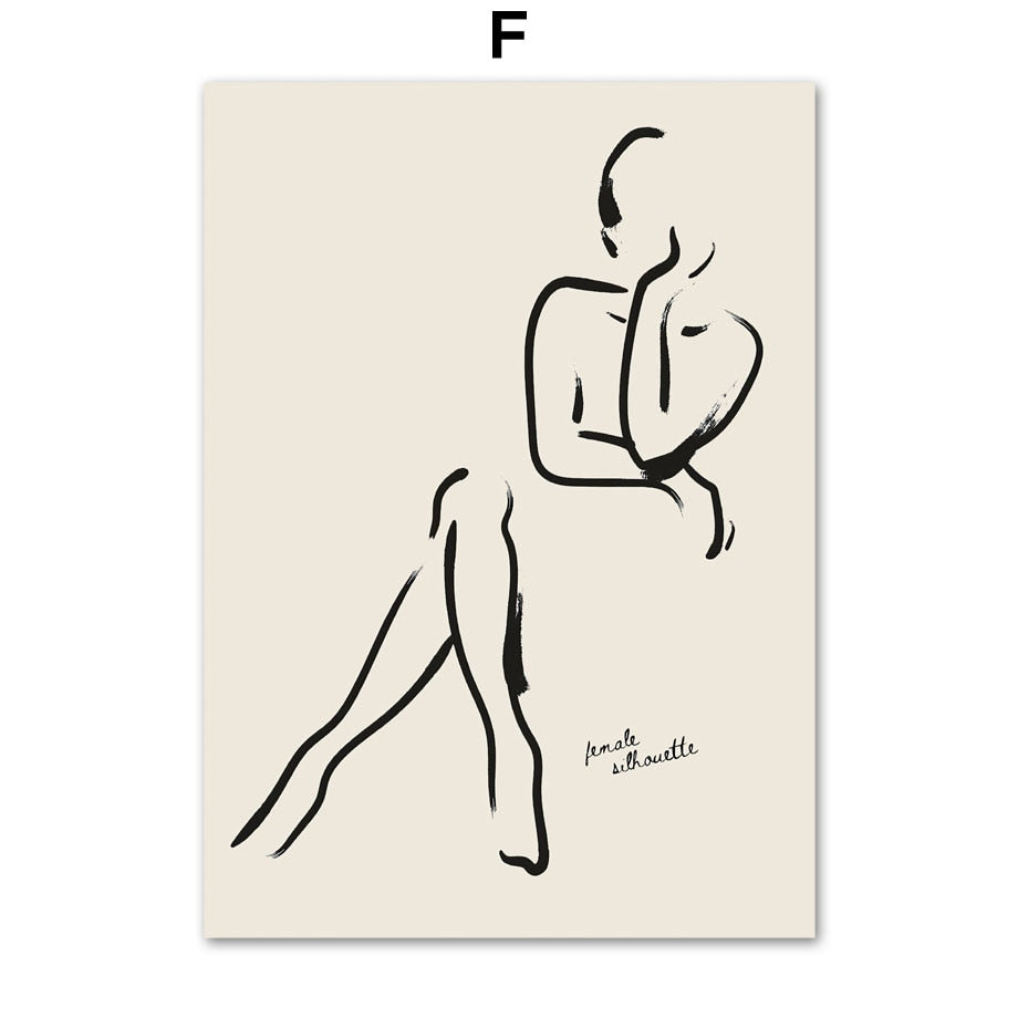 Vintage Abstract Line Art Minimalist Gallery Wall Art Fine Art Canvas Prints Pictures For Living Room Dining Room Home Office Decor
