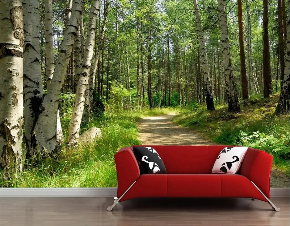 Black & White Woodland Landscape Wall Mural Big Format Custom Sizes Nordic Wall Covering Creative DIY Wall Decor For Living Room