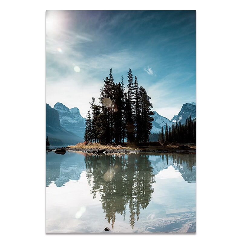 Mountain Lake Wilderness Landscape Wall Art Fine Art Canvas Prints Inspirational Pictures For Living Room Home Office Wall Decor