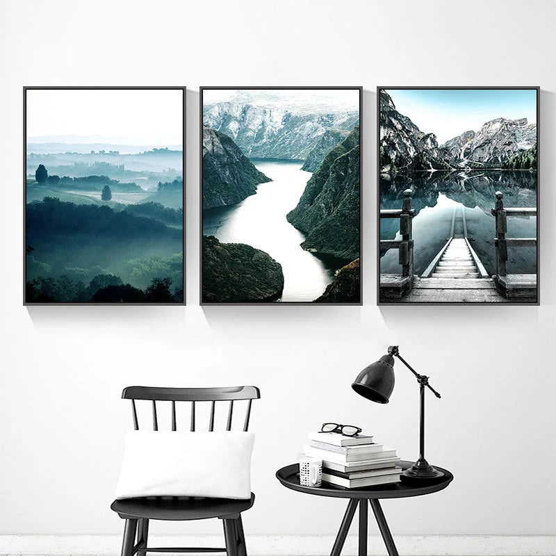 Mountain Lake Wilderness Landscape Wall Art Fine Art Canvas Prints Posters Pictures Of Calm For Living Room Dining Room Decor