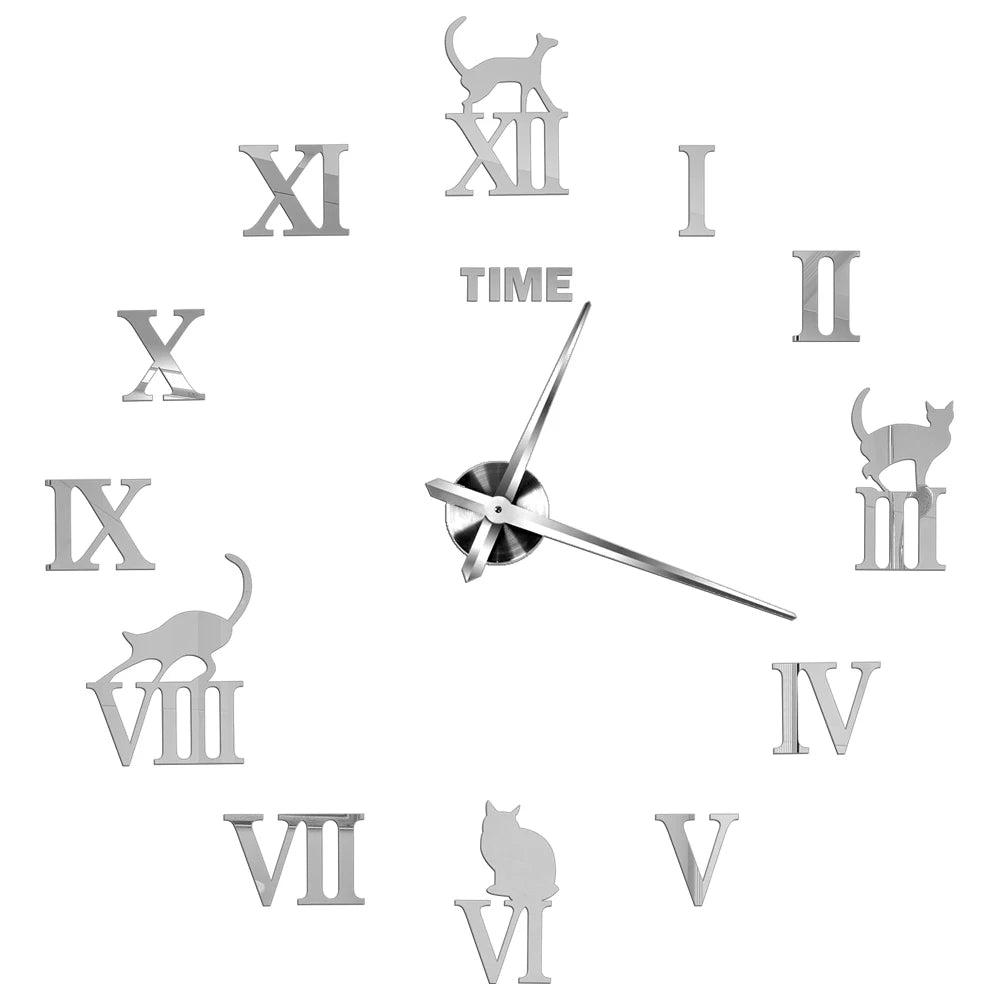 Big Wall Clock DIY 3D Self Adhesive Mirrored Acrylic Wall Clock For Kitchen Dining Room Living Room Creative Home Decor