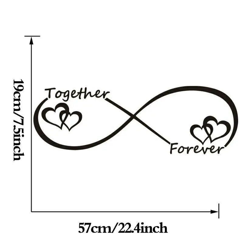 Together Forever Infinity Love Heart Wall Sticker For Bedroom Removable Peel and Stick Vinyl Wall Decal For Creative DIY Home Decor