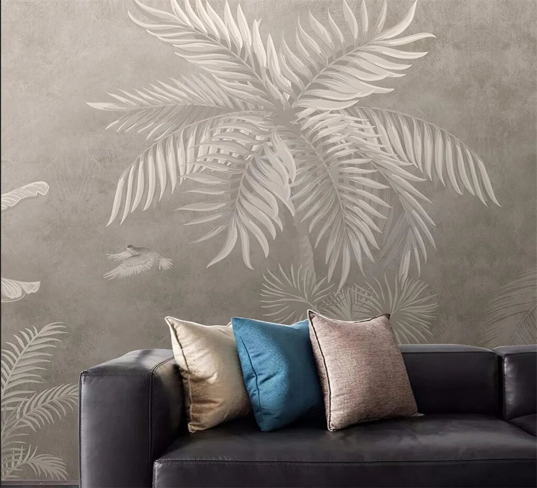 Big Sizes Custom Vintage Tropical Botanical Wall Mural Large Format Printed Wall Art Modern Wall Covering For Living Room Dining Room Decor