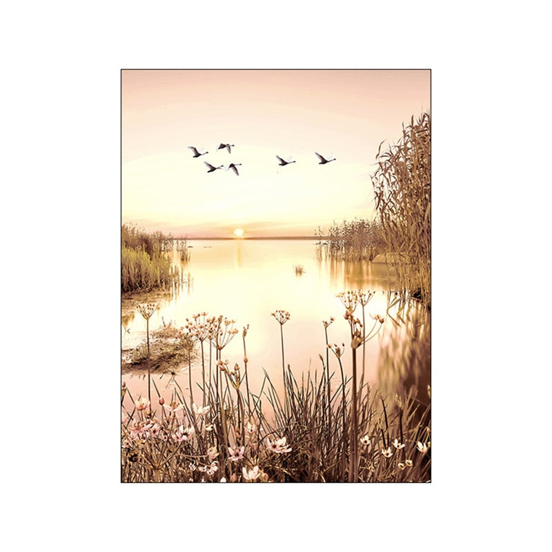 Summer Fields Morning Sunshine Wall Art Fine Art Canvas Prints Simple Lifestyle Landscape Pictures Of Nature For Living Room Decor