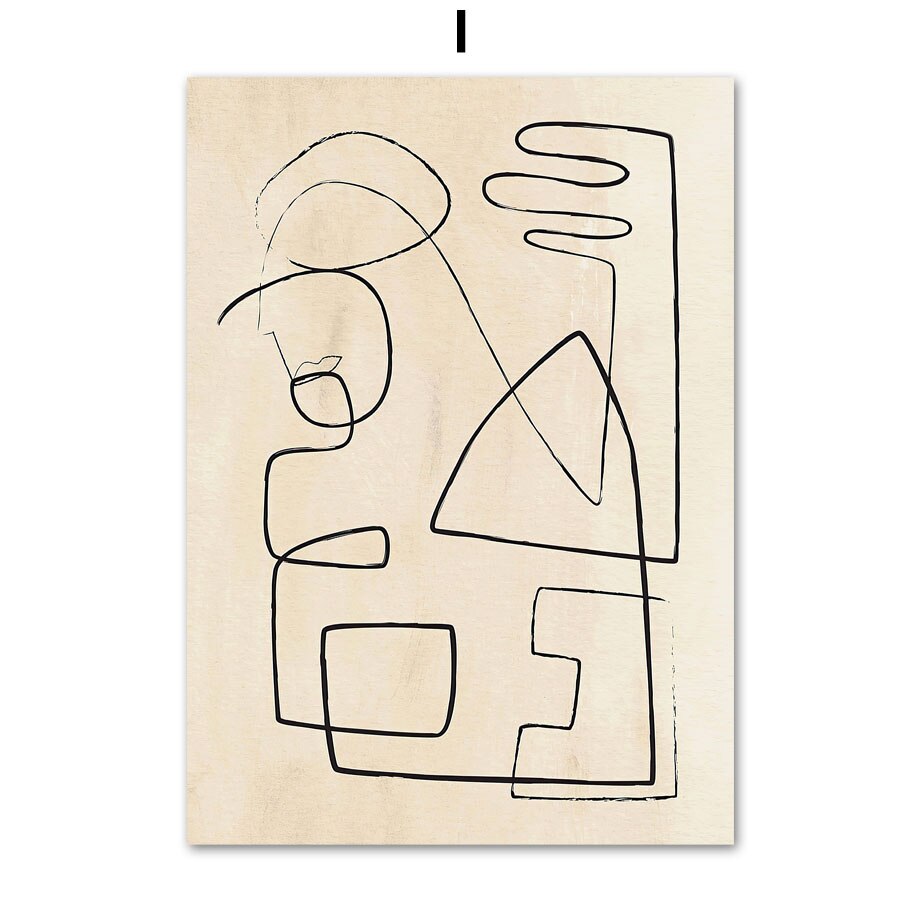 Vintage Abstract Line Art Minimalist Gallery Wall Art Fine Art Canvas Prints Pictures For Living Room Dining Room Home Office Decor