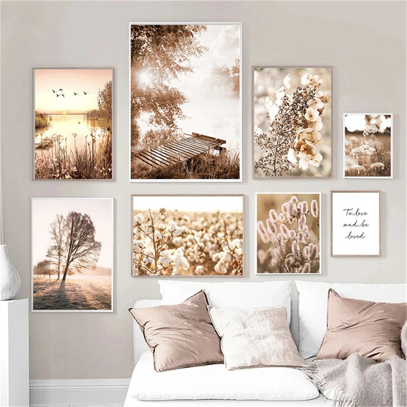 Summer Fields Morning Sunshine Wall Art Fine Art Canvas Prints Simple Lifestyle Landscape Pictures Of Nature For Living Room Decor