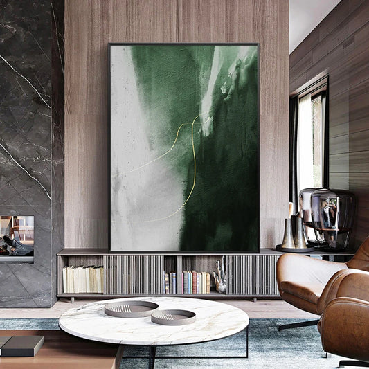 Green Gray Golden Seam Geomorphic Abstract Wall Art Fine Art Canvas Prints Pictures For Modern Apartment Living Room Dining Room Home Office