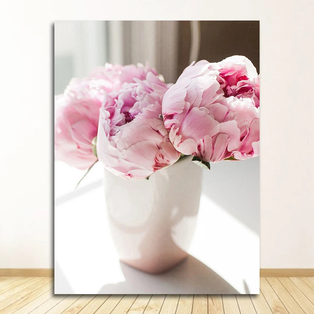 Pink Rose Floral Wall Art Fine Art Canvas Prints Chic Fashion Botany Pictures For Living Room Bedroom Boutique Art For Modern Interiors