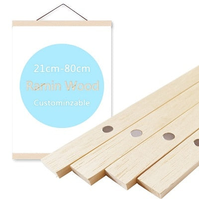 Wooden Magnetic Poster Frame For Canvas Prints - Modern Style Black White Teak Natural Wood, Easy to Install and Hang