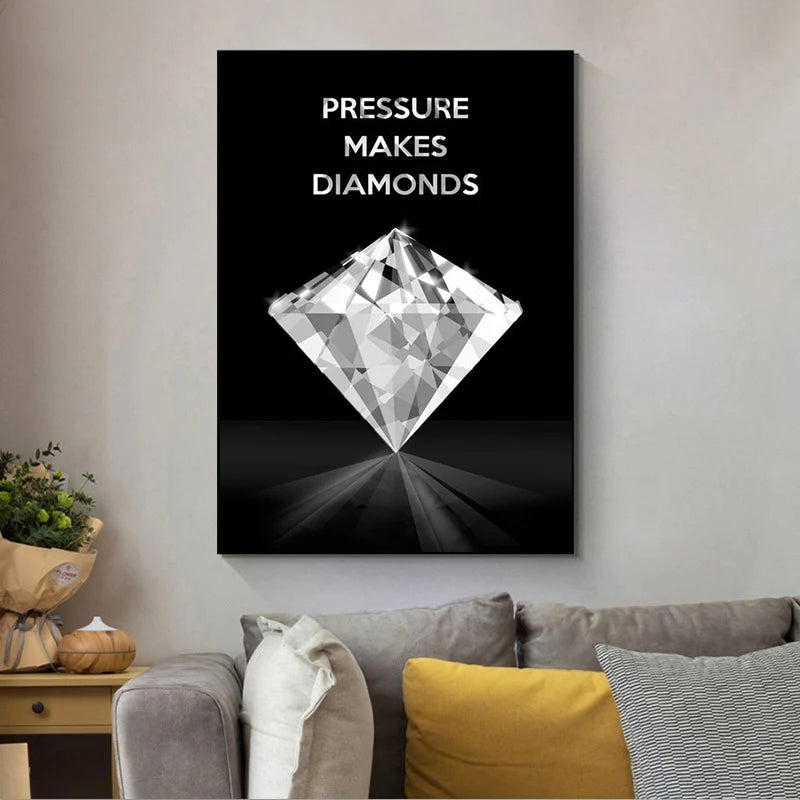 Diamond Motivational Wall Art Fine Art Canvas Prints Black White Daily Mantra Posters Pictures For Study Room Office Art Decor