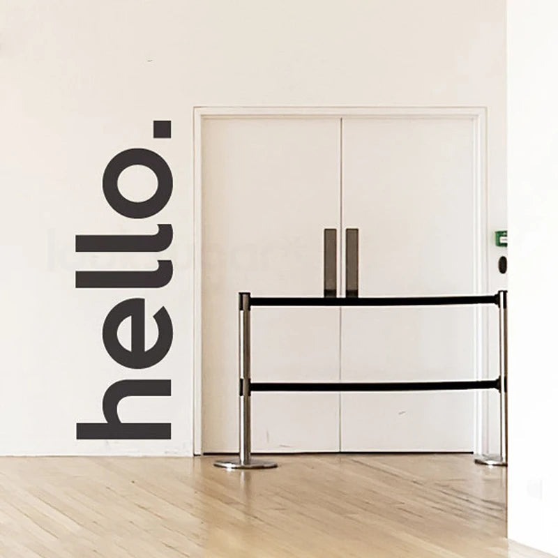 Big Hello Greeting Sign Door Wall Sticker Removable PVC Decal Creative Letters & Text Word Mural For Living Room Bedroom Kid's Room Wall Décor